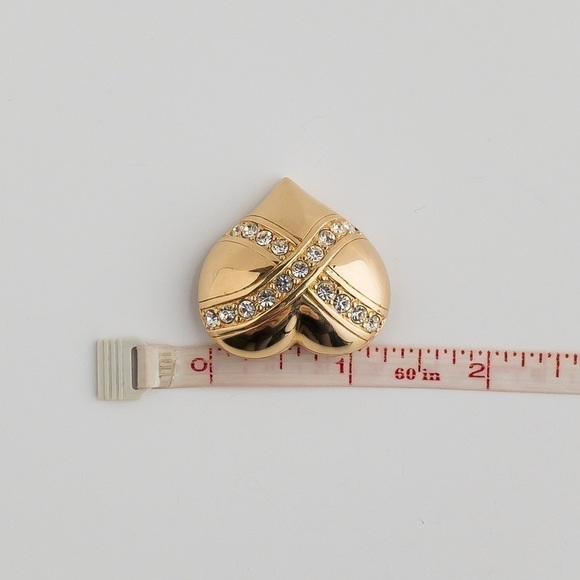 Vintage 1990s Swarovski Gold Heart Brooch – Pave Crystal Pin - Picture 16 of 16